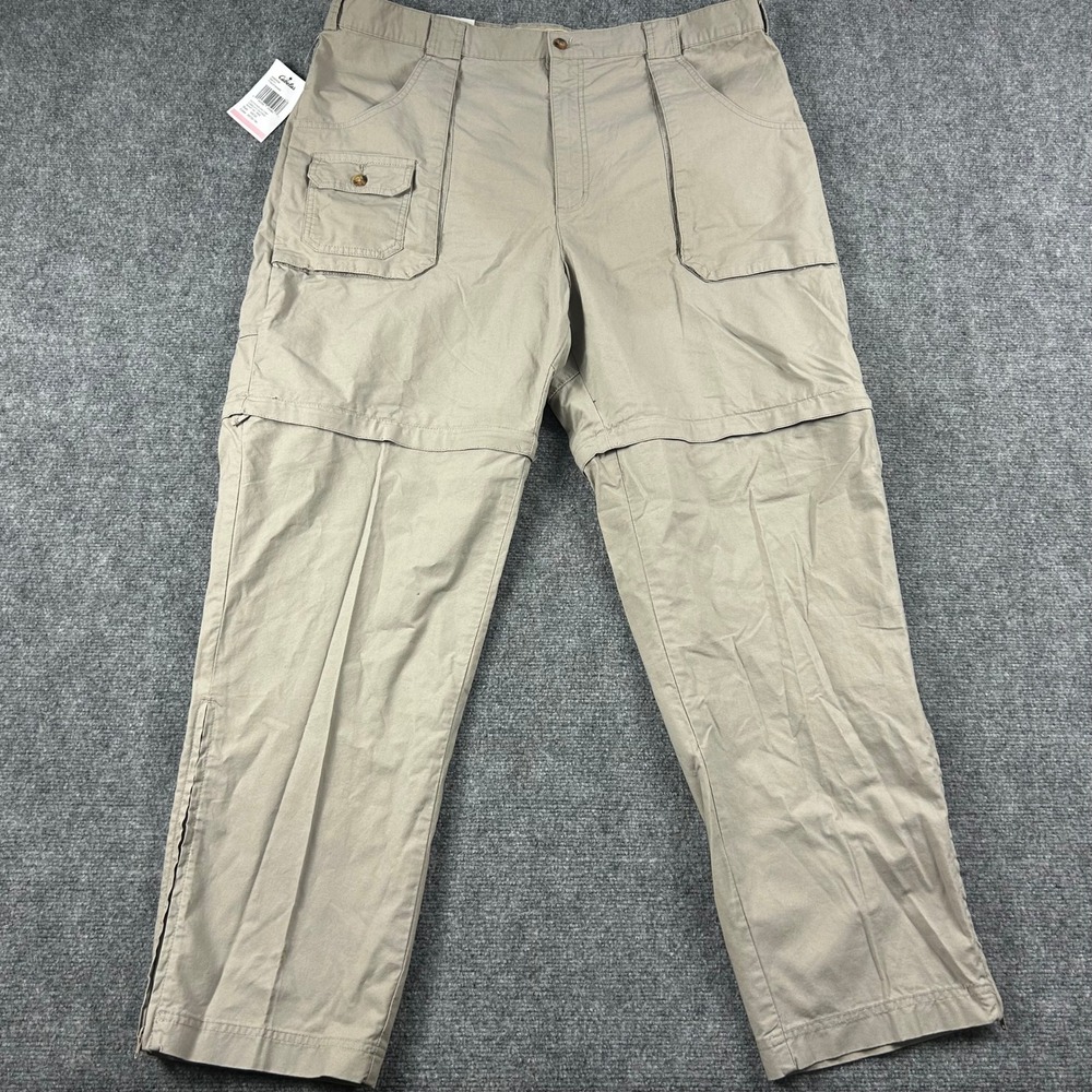 Cabela's Convertible Pants Mens 40x32 Tan Outdoor 2-in-1 Cargo Hiking Zip Off
